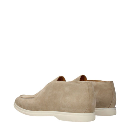 Eleventy Beige Leather Ankle Boots