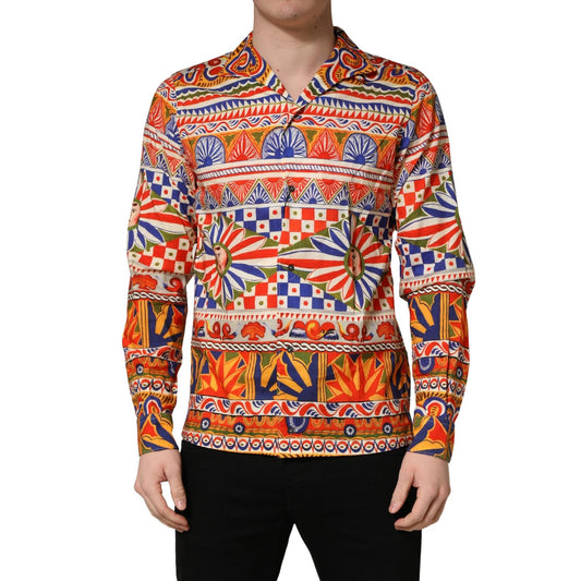 Dolce & Gabbana Multicolor Sicilian Carretto Twill Cotton Men Shirt