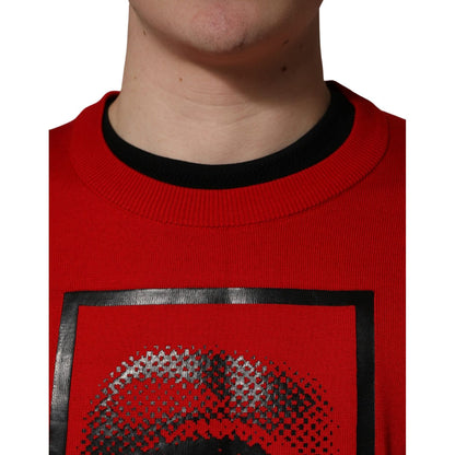 Dolce & Gabbana Red Eye Print Crew Neck Pullover Sweater