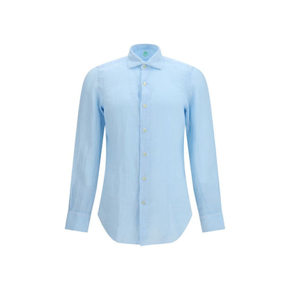 Finamore Blue Linen Longsleeve Shirt