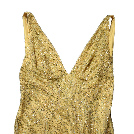 Dolce & Gabbana Gold V-neckline Mermaid Sequinned Gown Dress