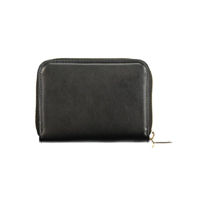 Mario Valentino Nero Poliuretano Womens Wallet with Zip Closure and Card Spaces