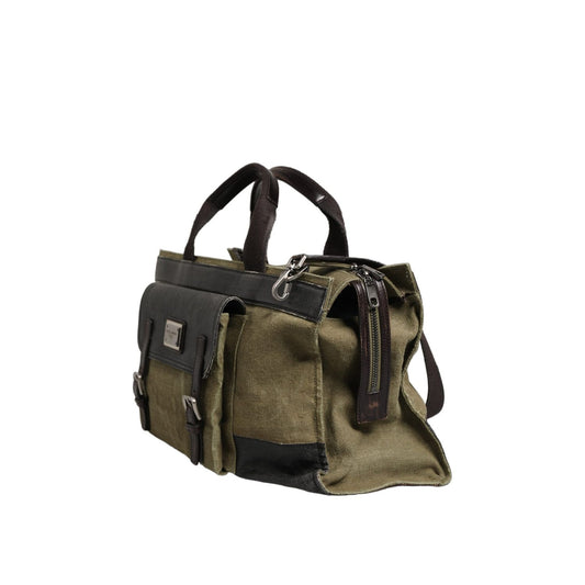 Dolce & Gabbana Military Green Two Tone Tote Duffel Shoulder Borse Bag