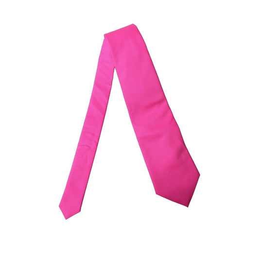 Dolce & Gabbana Neon Pink Solid Satin Silk Adjustable Women Necktie Tie