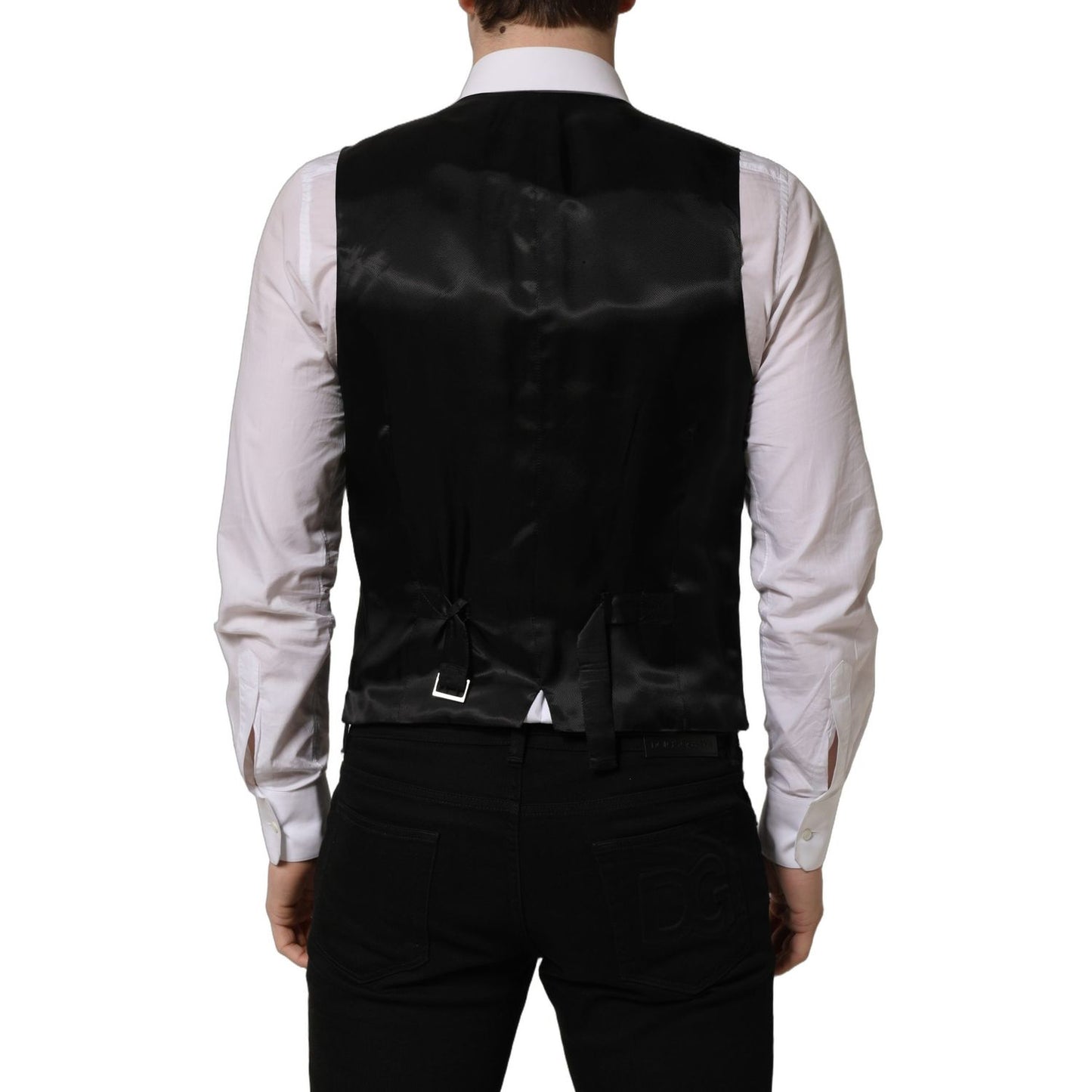 Dolce & Gabbana Black Wool Single Breasted Waistcoat Vest