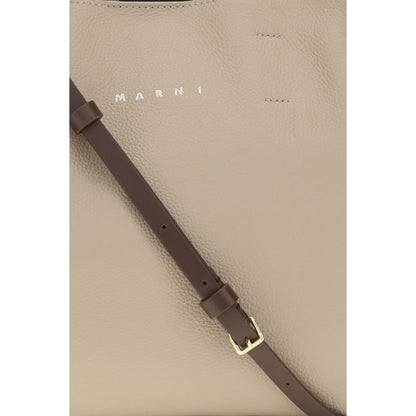 Marni Beige Calf Leather Bos Taurus Shoulder Bag