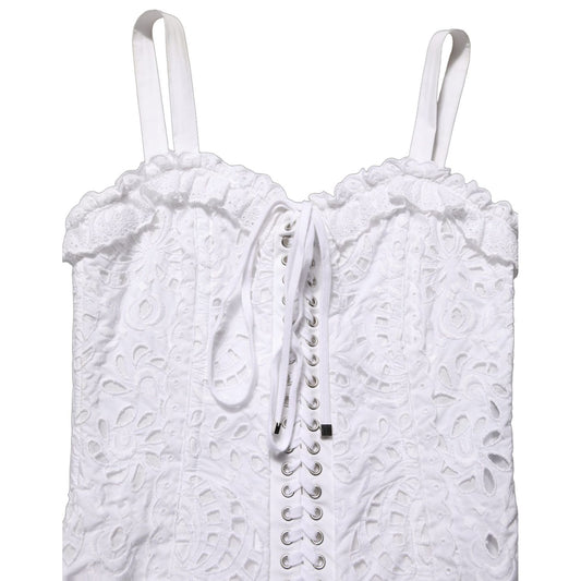 Dolce & Gabbana White Broderie Anglaise Cotton Mini Dress