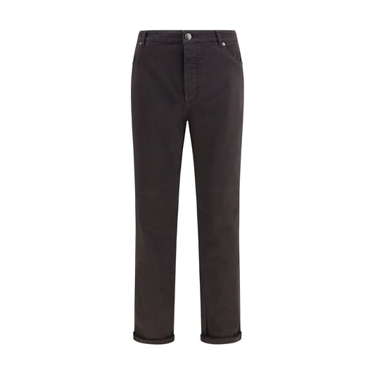 Brunello Cucinelli Brown Cotton Straight-Leg Jeans