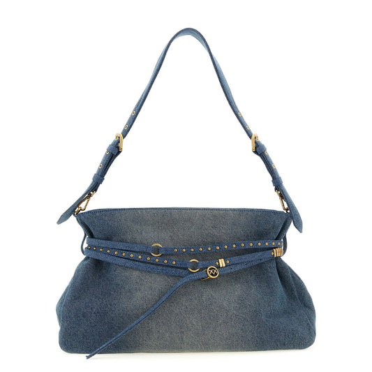 PINKO Blue Cotton Shoulder Bag