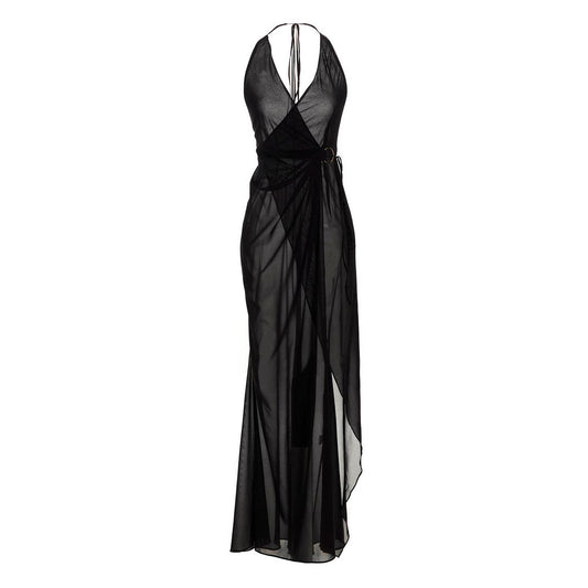 Louisa Ballou Black Silk Long Dress