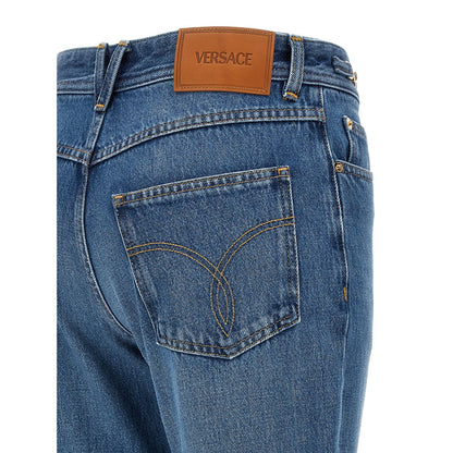 Versace Blue Cotton Flared Jeans