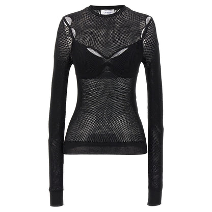 Off-White Black Viscose Tank Tops