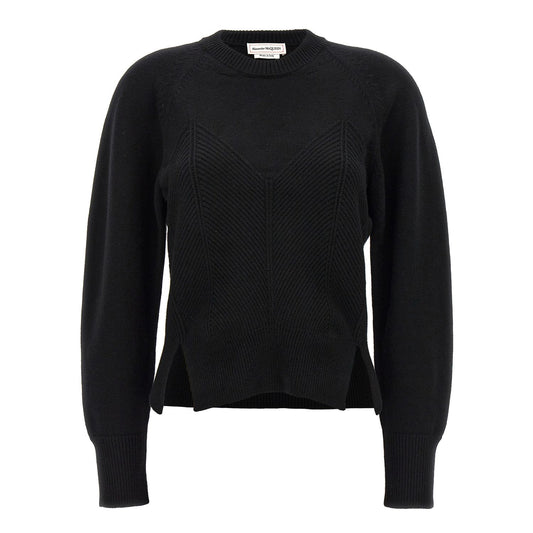Alexander McQueen Black Wool Cardigan
