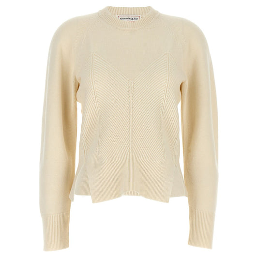Alexander McQueen White Wool Cardigan