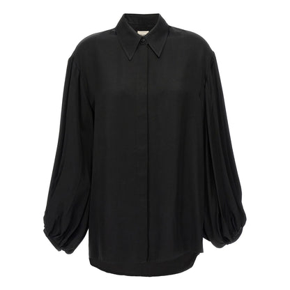 Khaite Black Cupro Blouse