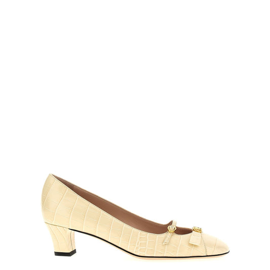 Valentino Garavani White Calfskin Mid Heel Pumps