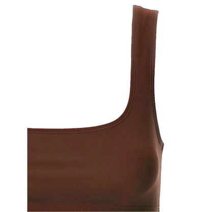 The Andamane Brown Polyamide Tank Tops