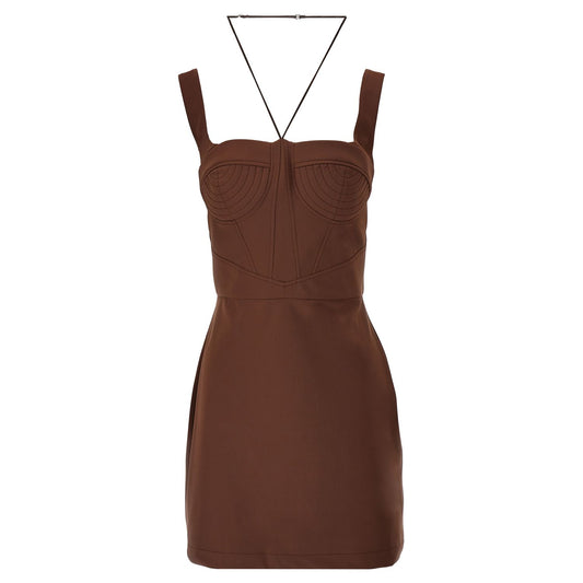 Nensi Dojaka Brown Polyamide Short Dress