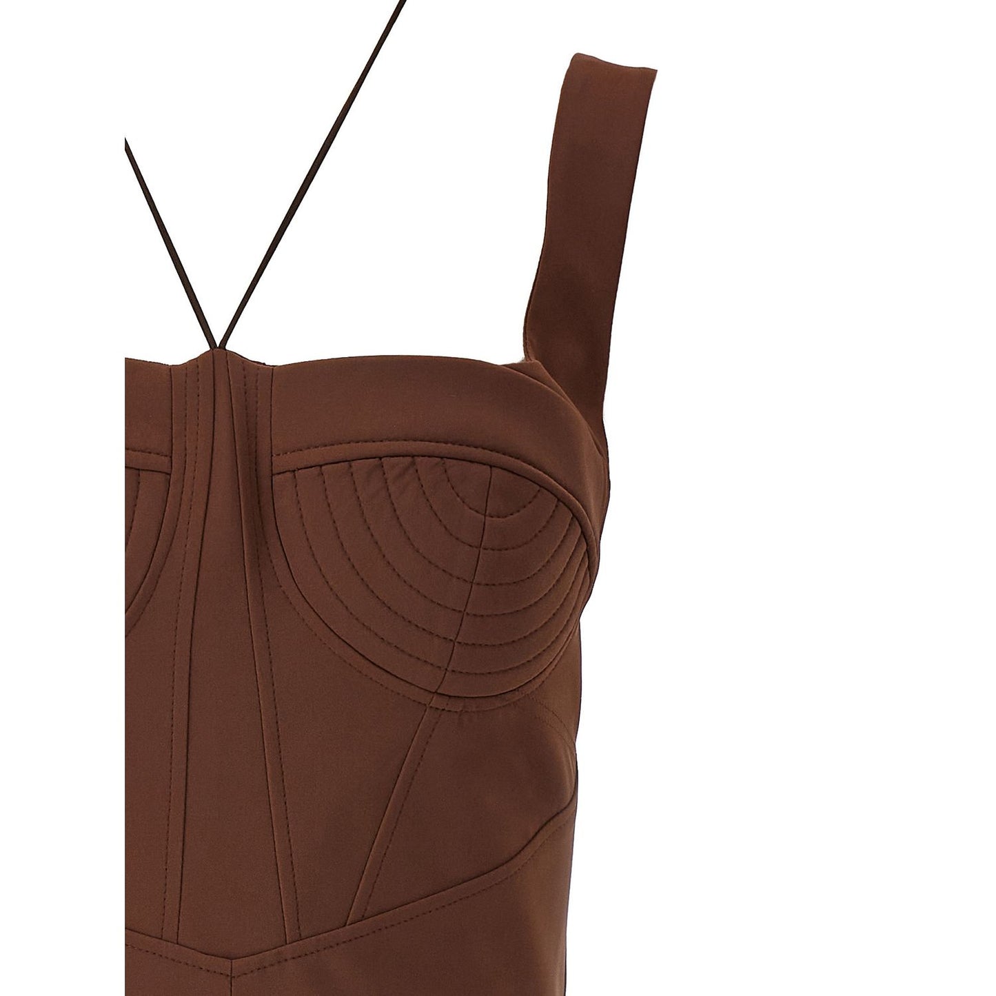 Nensi Dojaka Brown Polyamide Short Dress