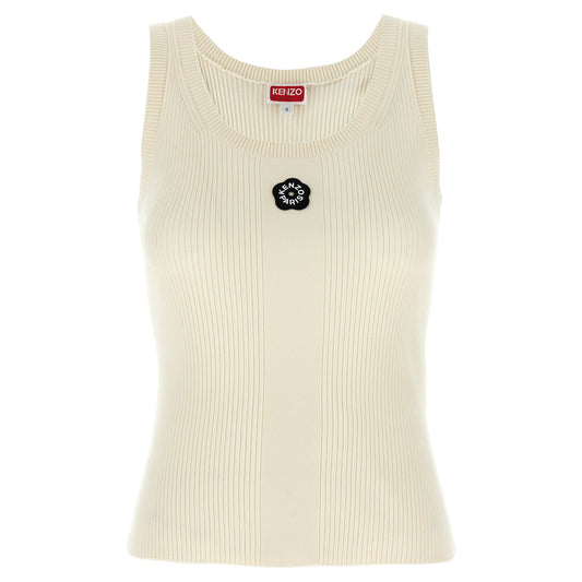 Kenzo White Viscose Sleeveles T-Shirt