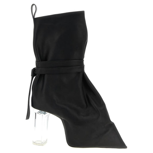 Rick Owens Black Cowhide Ankle Boots