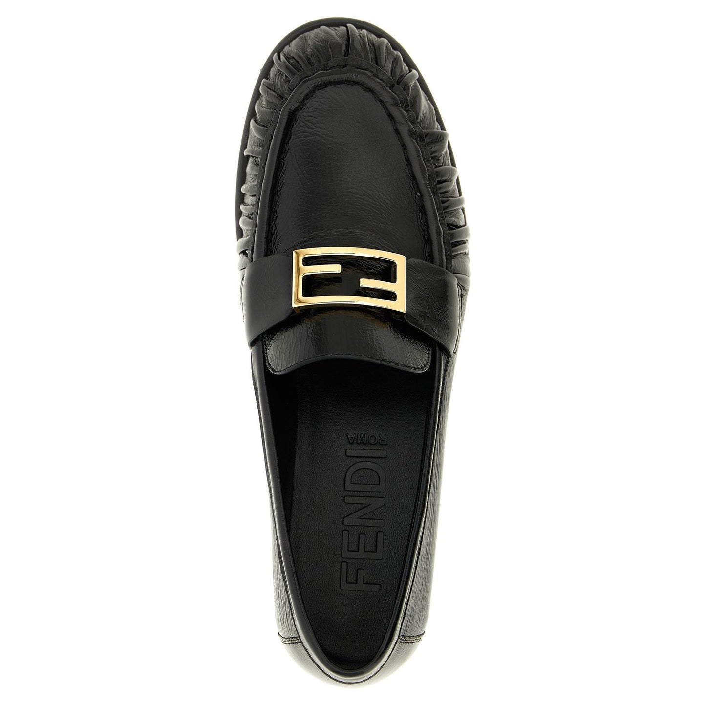 Fendi Black Lamb Leather Slip-On Loafers
