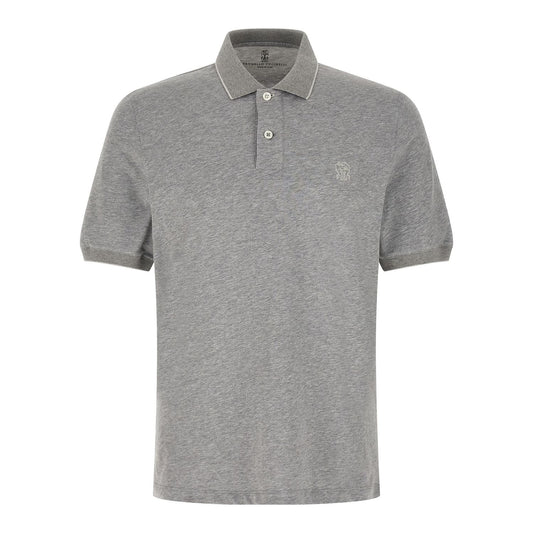 Brunello Cucinelli Gray Cotton Polo Shirt