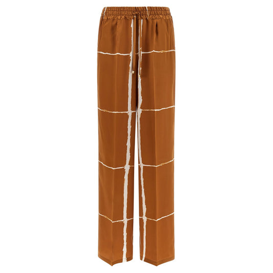 Kiton Brown Silk Casual Pants