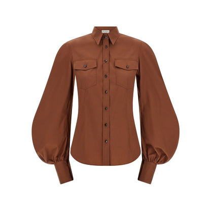Brunello Cucinelli Brown Cotton Blouse