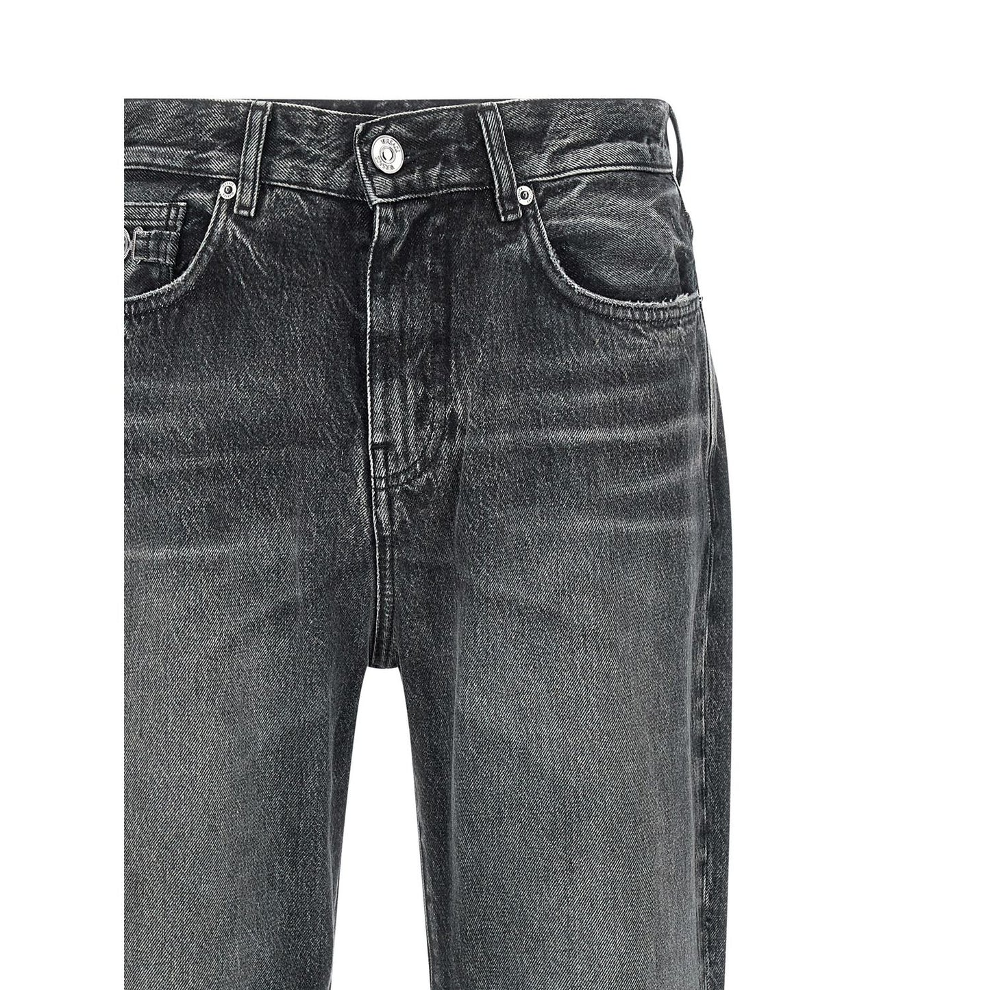 Versace Gray Cotton Straight-Leg Jeans