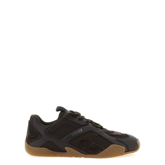 Versace Brown Calfskin Athletic Sneakers