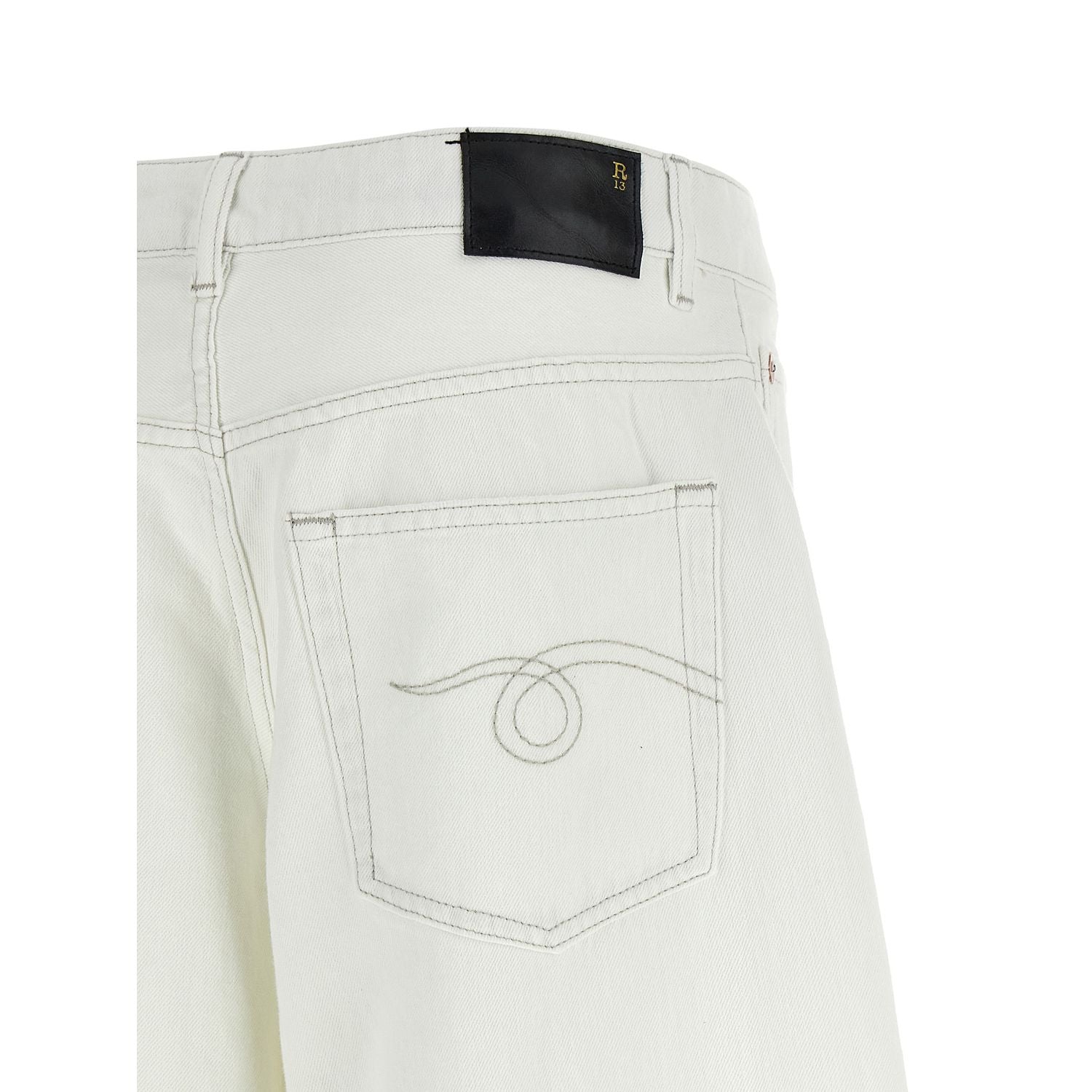 R13 White Cotton Jeans Denim