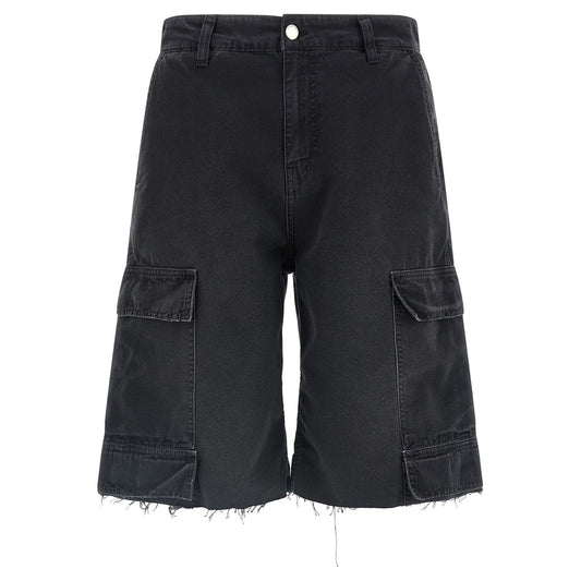 44 Label Group Black Cotton Bermuda Shorts