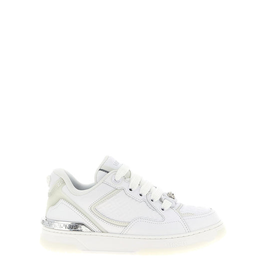 Versace White Calfskin Low Top Sneakers