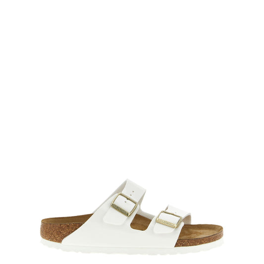 Birkenstock White Artificial Leather Slides