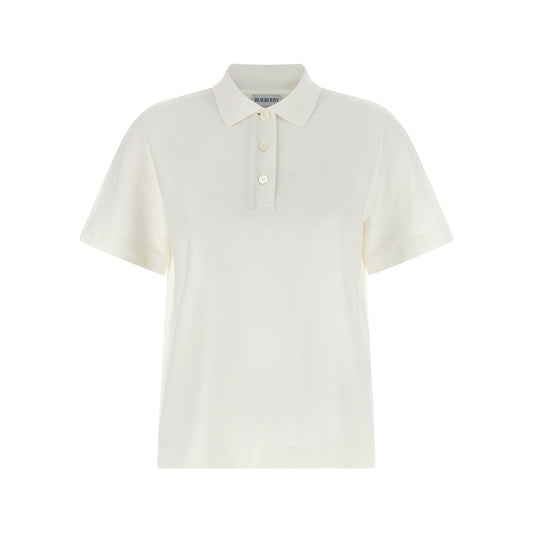 Burberry White Cotton Polo Shirt