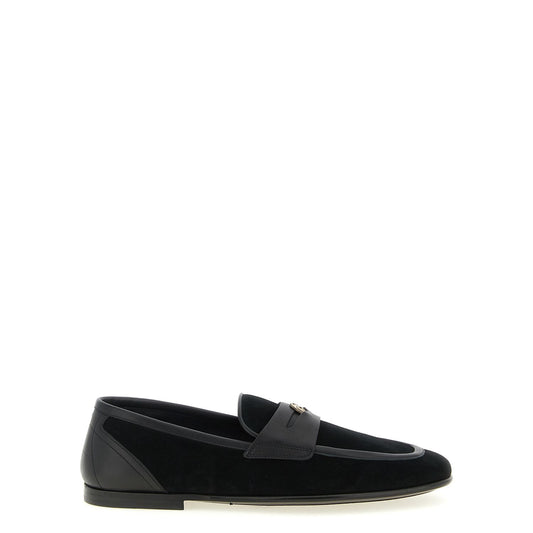 Dolce & Gabbana Black Calfskin Slip-On Loafers