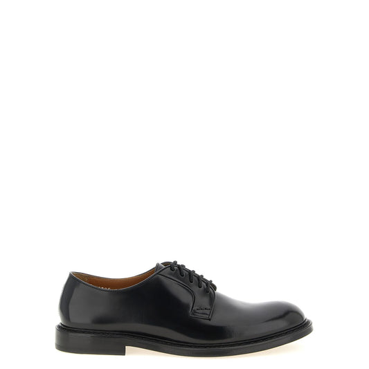 Doucal's Black Calfskin Oxfords And Derbies