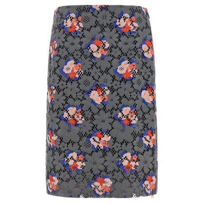 Fendi Gray Cotton Midi Skirt