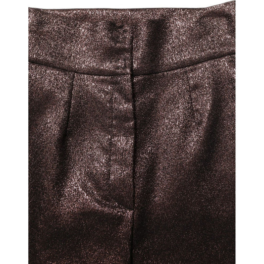 Dolce & Gabbana Metallic Brown High Waist Tapered Leg Pants