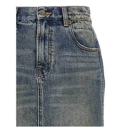 R13 Blue Cotton Mini Skirt