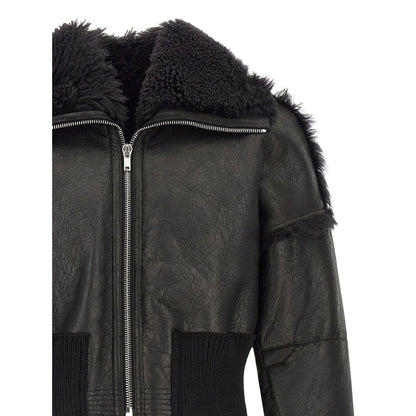 Rick Owens Black Lamb Fur Leather Jacket