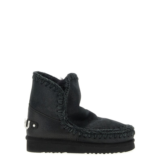Mou Black Lamb Leather Ankle Boots