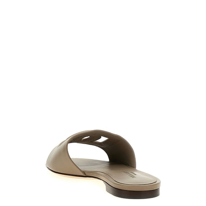 Dolce & Gabbana Gray Calfskin Slides