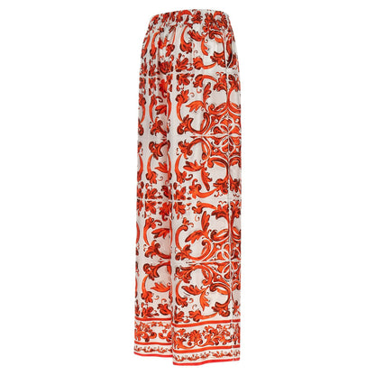 Dolce & Gabbana Orange Silk Flared Pants