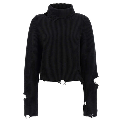 Haikure Black Merino Wool Cardigan