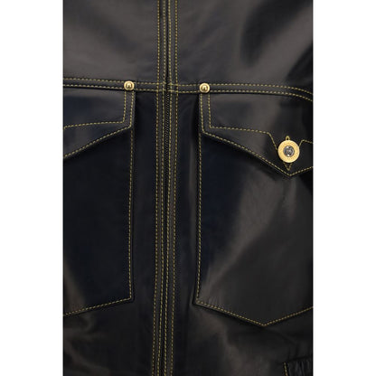 Versace Black Lamb Ovis Aries Aries Leather Jacket