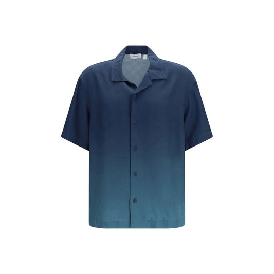 Off-White Blue Viscose Pattern Shirt