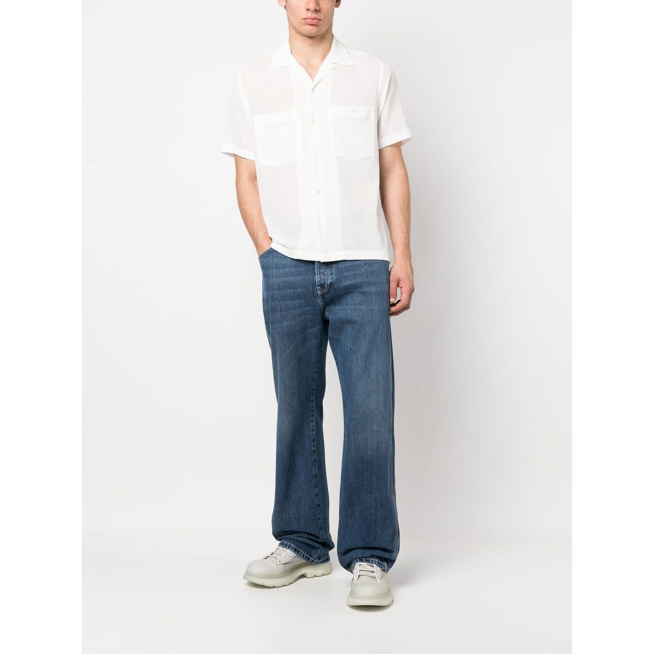 Alexander Mcqueen wide-leg panelled jeans