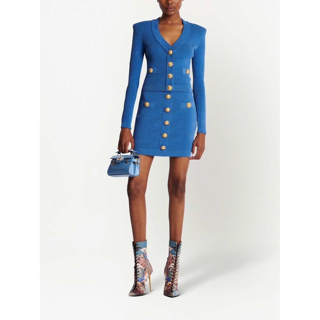 Balmain Button-detail knitted miniskirt Skirts